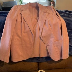 Vest and jacket pink vintage suede like material